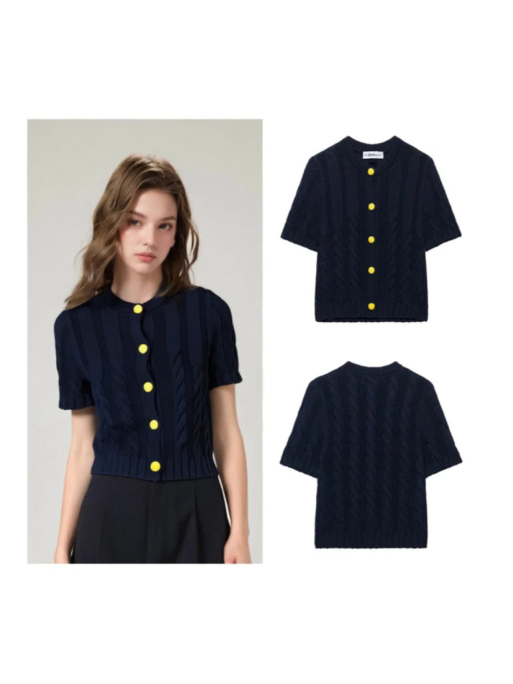 Zara Navy Cable Knit Sweater – Size L